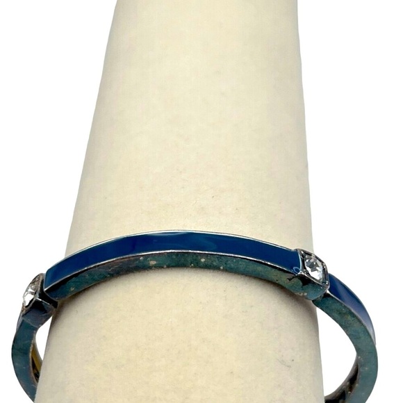 Blue Faceted Necklace & Bangle Set Geometric Design Silver-Tone Chain. N71 - Picture 6 of 12